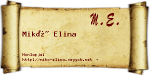 Mikó Elina névjegykártya